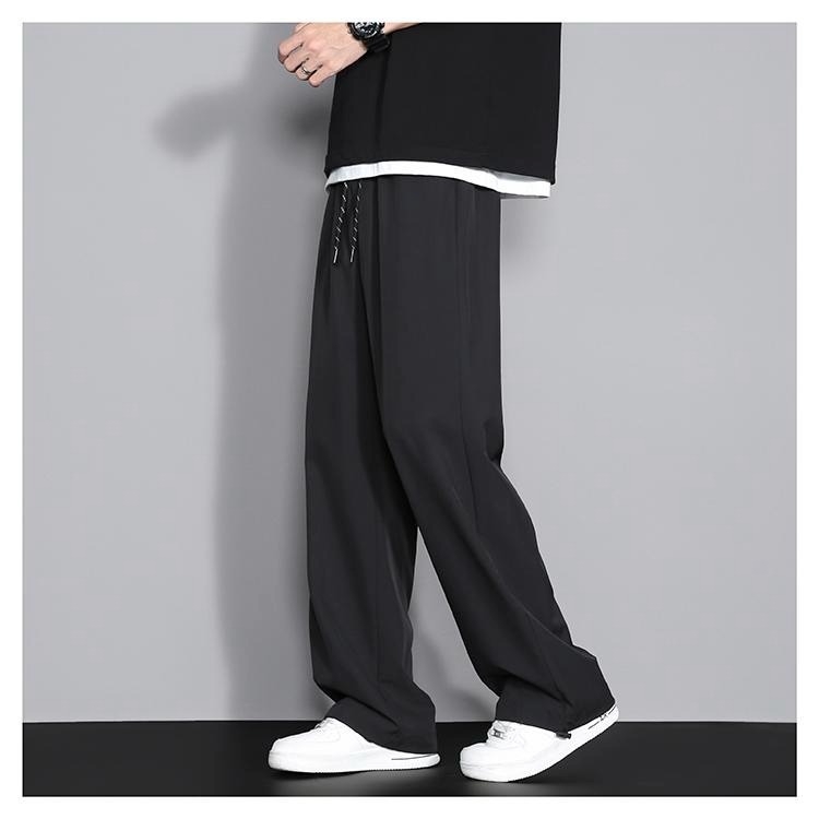 Ljetne Ice Silk hlače, unisex, prozračne, brzo sušeće, tanke, crne sportsko-ležerne hlače