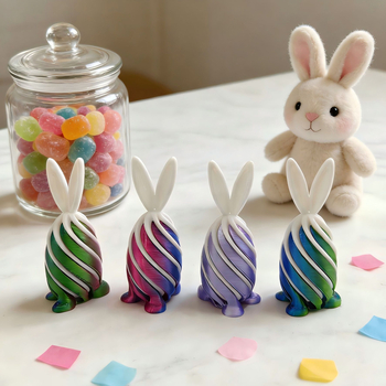 3D ispisani Spiral Decompression Rabbit Egg ukras - PLA, izrada 3D ispisa, mogućnost prilagođene obrade, Uskrsni poklon