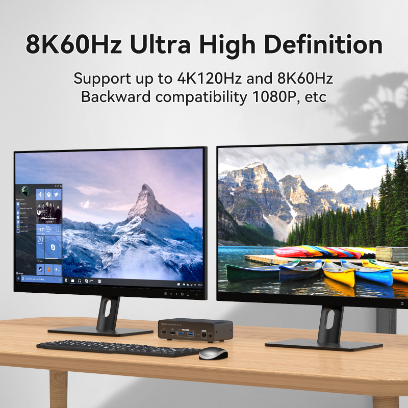 KVM prekidač SW623 — 2 DP video ulaza, 2 USB ulaza, 1 DP izlaz s 4 USB 3.0 hub portovima, do 8K/60 Hz, Windows kompatibilan