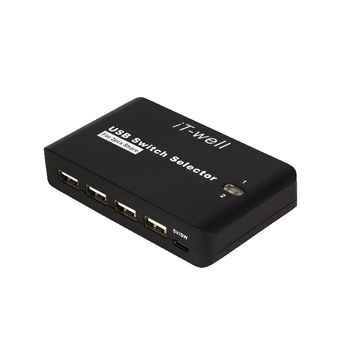 IT-U224D USB prekidač 2-in-4-out za dijeljenje tipkovnice, miša i pisača između dva računala; USB 2.0, kabel duljine 1,5 m