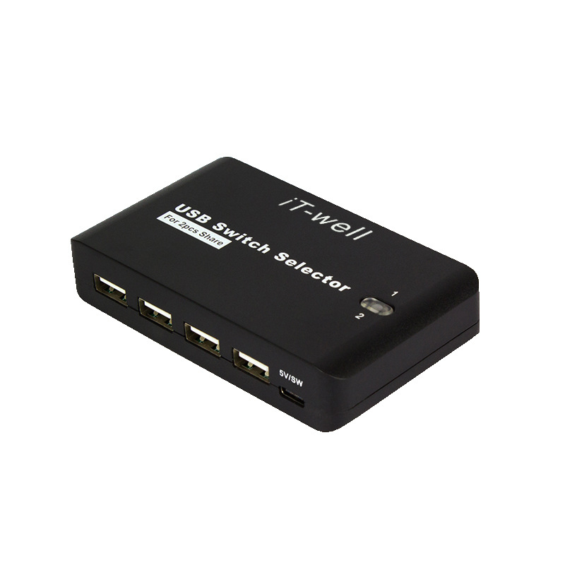 IT-U224D USB prekidač 2-in-4-out za dijeljenje tipkovnice, miša i pisača između dva računala; USB 2.0, kabel duljine 1,5 m