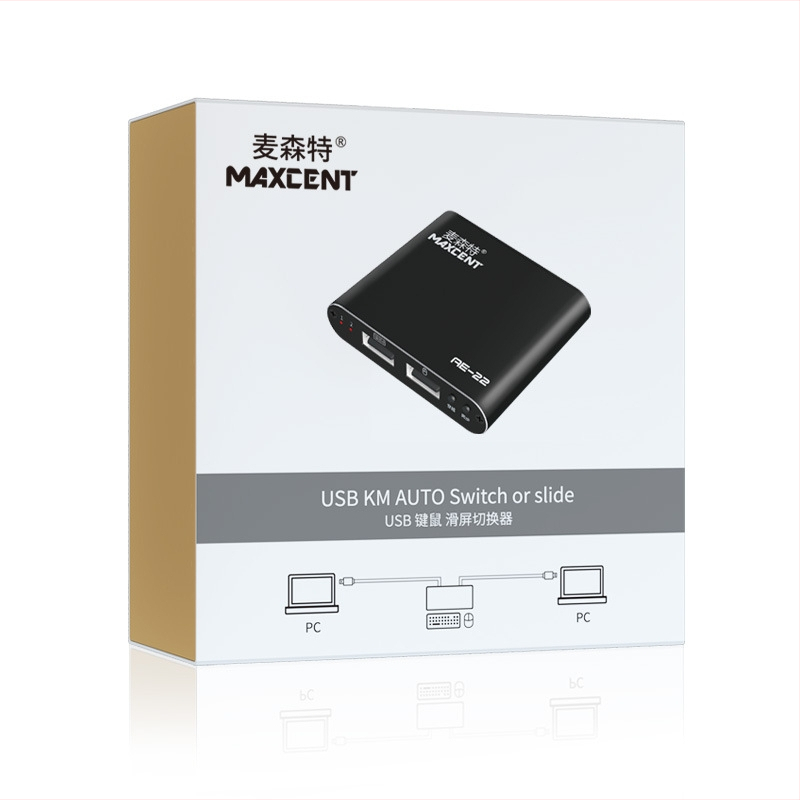 Mercente AE-22 KVM prepínač, 2-port USB klávesnice a myši zdieľanie, 2-in-2-out, OEM k dispozícii