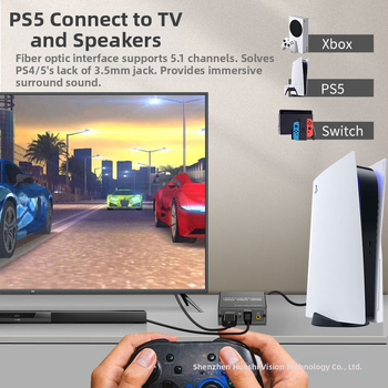 Extractor HDMI audio, 4K60Hz, ieșire 3,5 mm AUX și optic, pentru PS4/PS5 și set-top box
