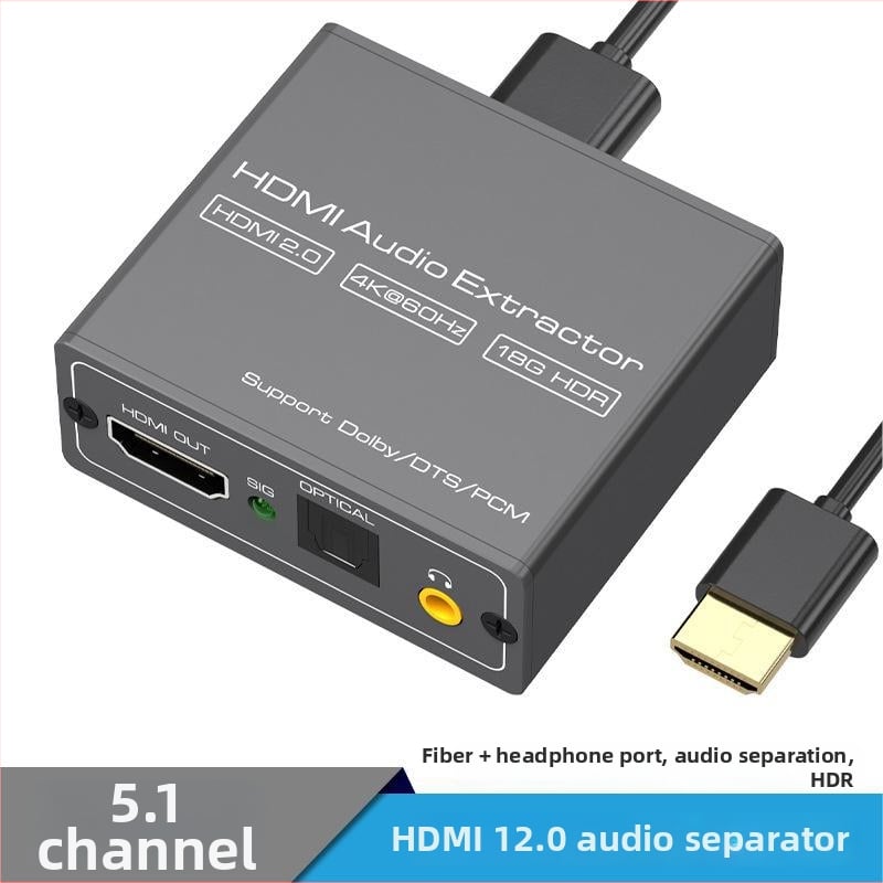 Extractor HDMI audio, 4K60Hz, ieșire 3,5 mm AUX și optic, pentru PS4/PS5 și set-top box
