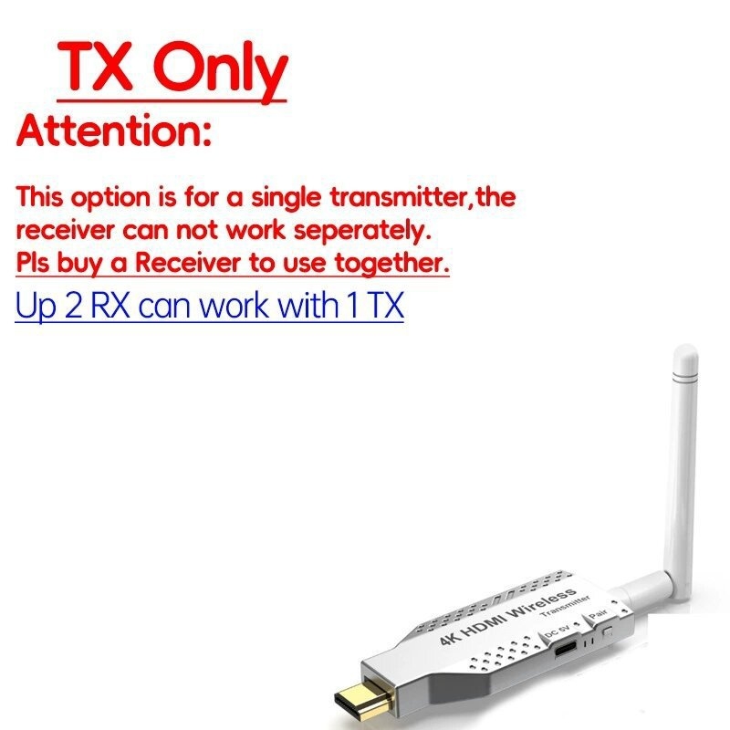Bežični HDMI extender, domet 50 m, prijenos videa točka-na-točka, prekidač/rozdjelnik