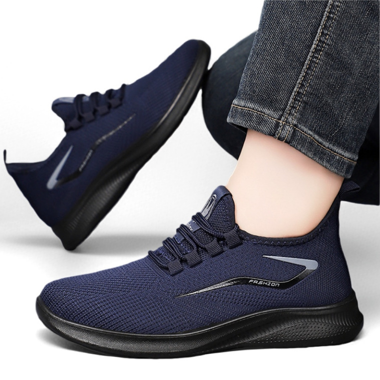 Muške sportske casual tenisice s gornjim dijelom PU + mreža, prozračna udobnost, EVA uložak, slip-on zatvaranje, PVC potplat