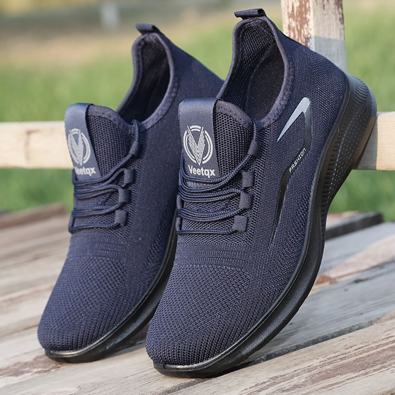 Muške sportske casual tenisice s gornjim dijelom PU + mreža, prozračna udobnost, EVA uložak, slip-on zatvaranje, PVC potplat