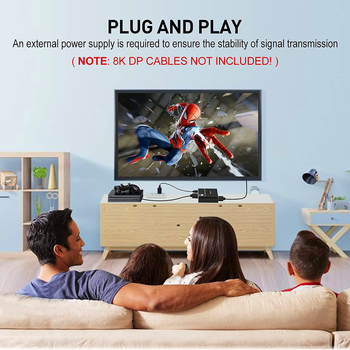 Comutator DisplayPort 1.4, 8K@60Hz, bidirecțional, 1 intrare-2 ieșiri / 2 intrări-1 ieșire