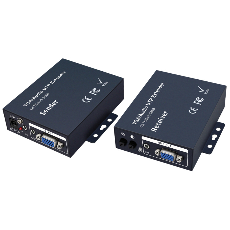 Transmițător VGA pentru cabluri: rezoluție 1920x1080, până la 300 m, tip comutator/redistribuitor, pentru instalații de securitate