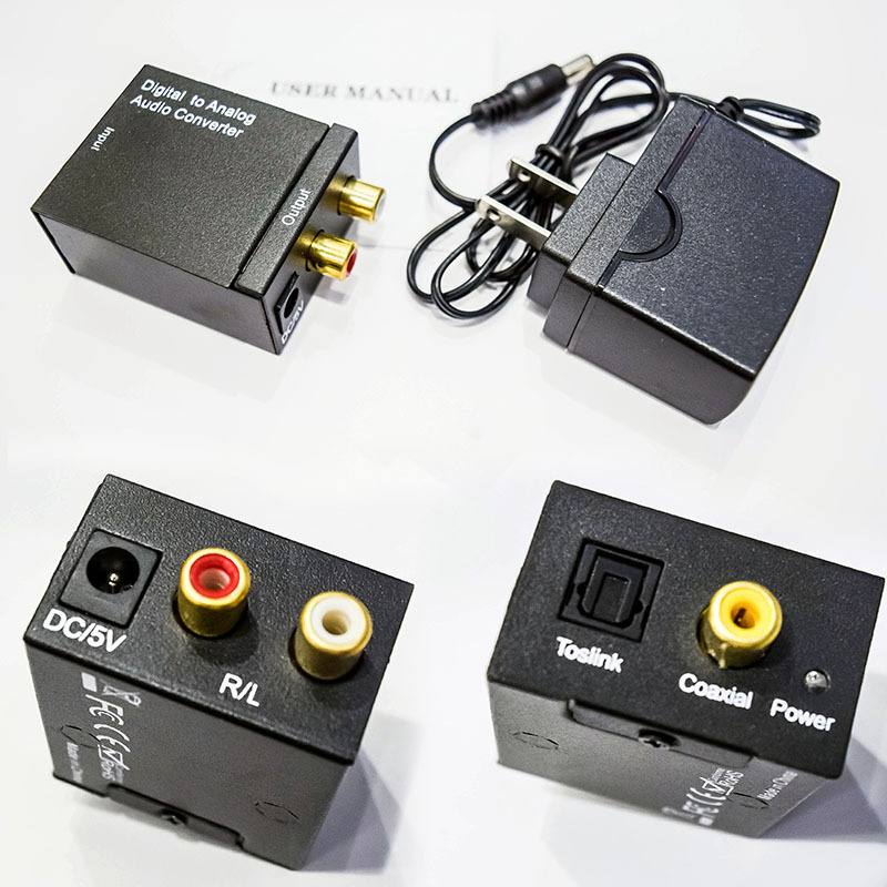 Digitalni koaksijalno/optički pretvarač za analognu zvuk za TV — Brand vellygood/weilige; Model: Digital coaxial/optical fiber to analog audio converter; Ulaz: koaksijalni ili optički; Izlaz: analogni zvuk