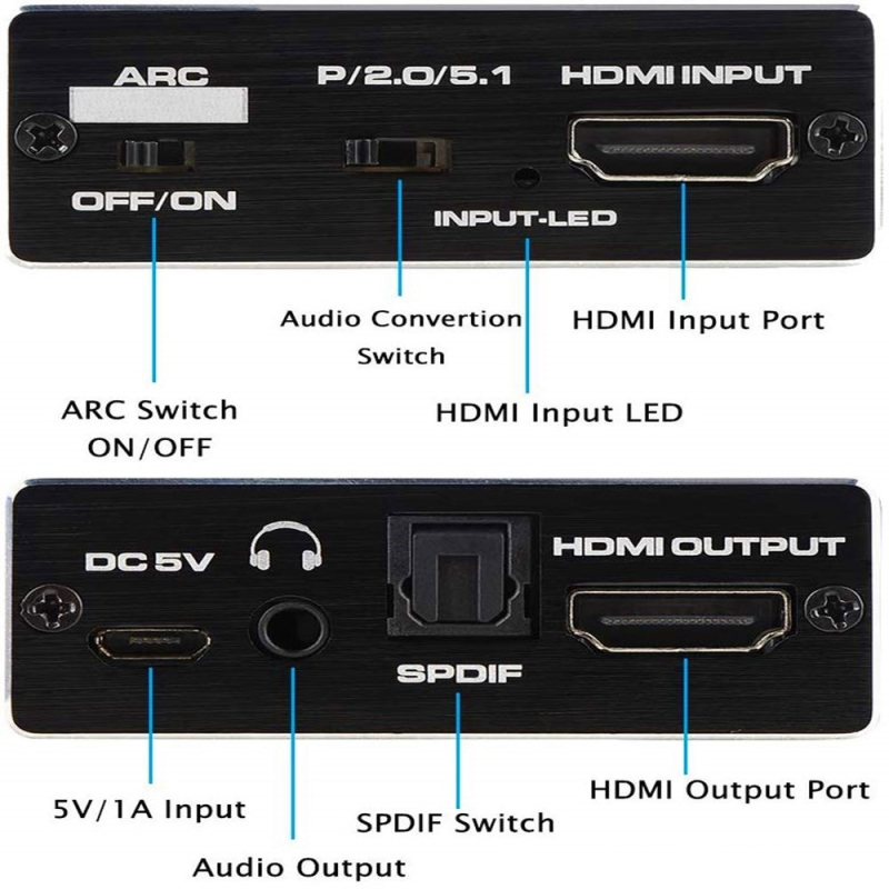 HDMI 2.0 audio konvertor a splitter — ARC extrakcia, 4K60Hz, optický zvukový oddelovač, model OZV8-1