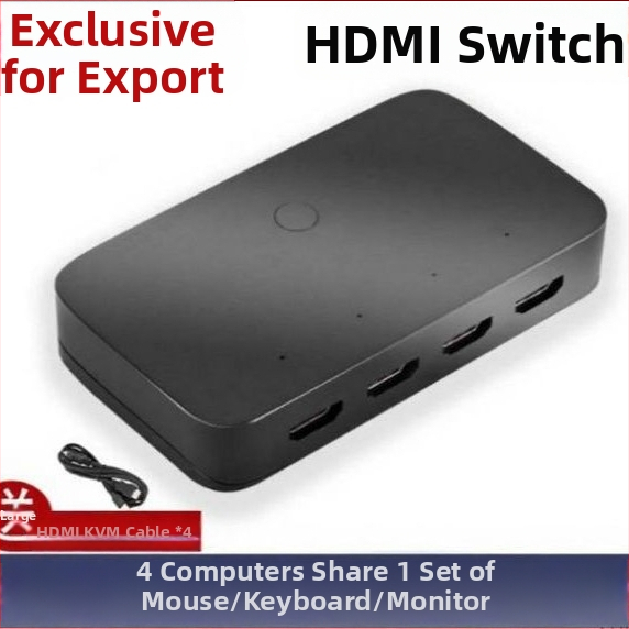 HDMI KVM prepínač, 4x1, 4K60Hz, Windows 7 kompatibilný, zdieľanie klávesnice a myši