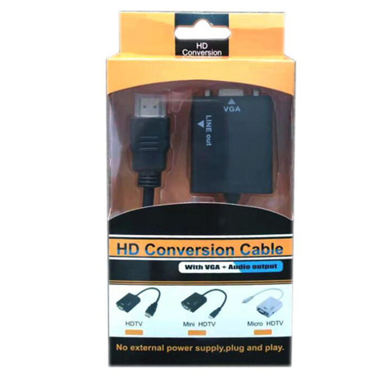 Adaptor HDMI către VGA cu audio, cablu de conversie 1080P, pentru TV/monitor/calculator