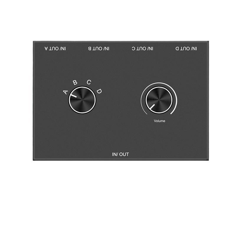 Comutator audio 3,5 mm, 4 în 1 / 1 în 4 ieșiri, comutator multifuncțional pentru căști, model 014b, cablu de 10 cm, suport 1080P, trezire de la distanță, gestionare alimentare