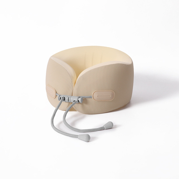 U-formájú nyakpárna memóriahab töltettel, utazáshoz (repülőgép/autó), hordozható, külső bordázott anyag + belső ice silk, modern minimalista dizájn, kód U126