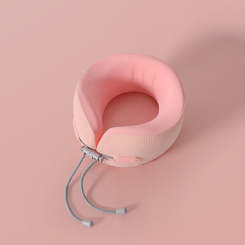 U-formájú nyakpárna memóriahab töltettel, utazáshoz (repülőgép/autó), hordozható, külső bordázott anyag + belső ice silk, modern minimalista dizájn, kód U126