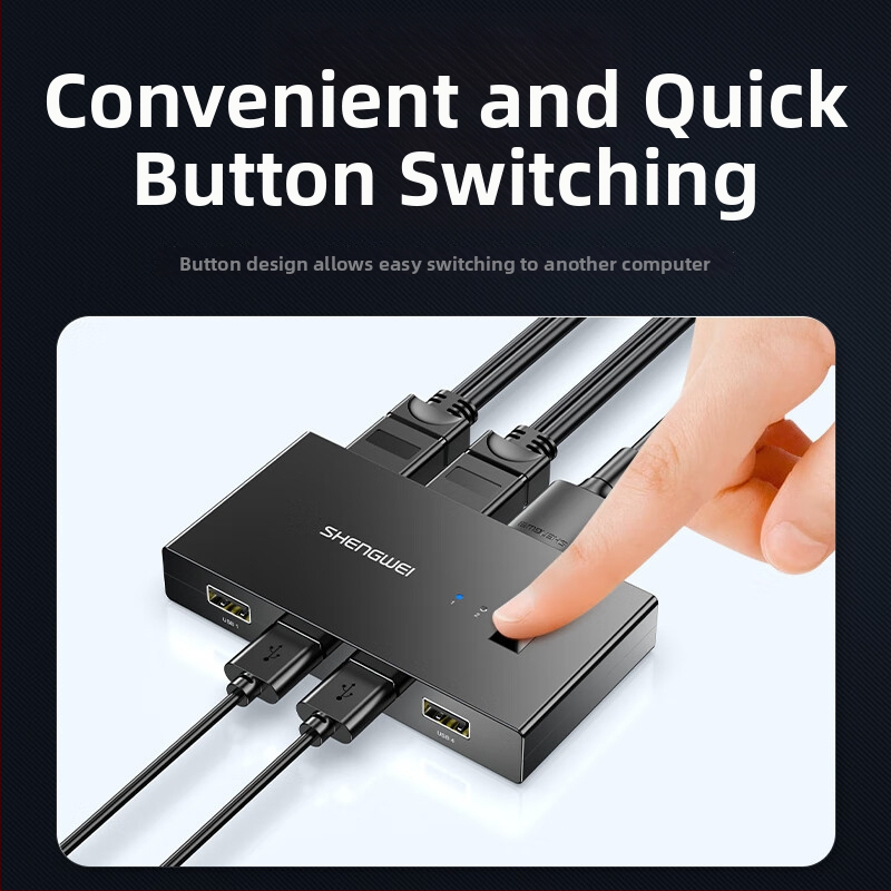 KVM HDMI prekidač, 2 ulaza/1 izlaz, 1080p, kabel 1,8 m, dijeljenje USB miša/tipkovnice/drukare, DHK1202G