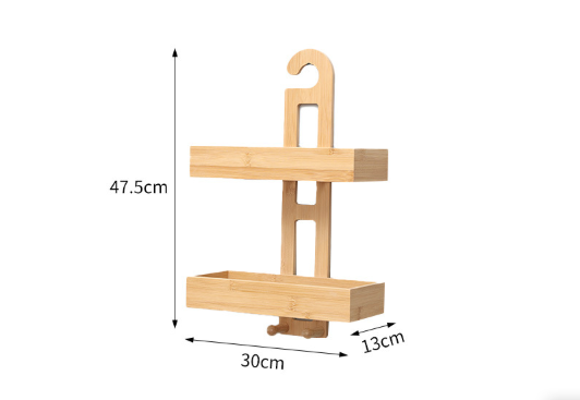 Διαθέσιμος τοίχος μπάνιου με γάντζους για αφρόλουτρο, σαμπουάν, καλλυντικά και προϊόντα περιποίησης.