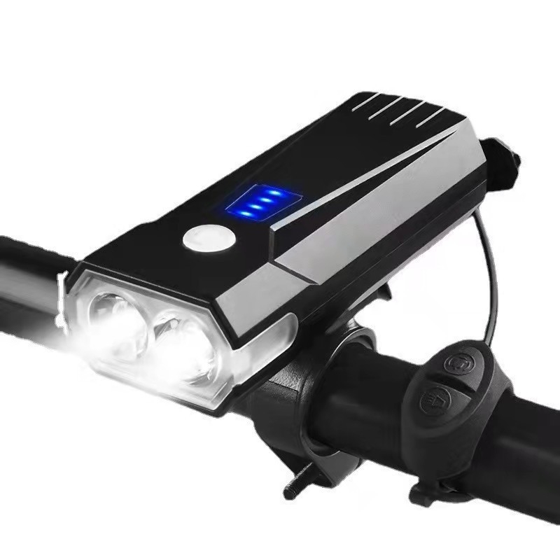 Biciklistično prednje svjetlo s dvije T6 LED diode i sirenom, 600 lumena, za noćnu vožnju, baterija 2000/4000 mAh, Micro-USB punjenje