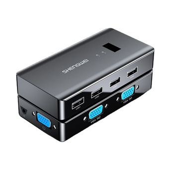 Win DVK1201G KVM kapcsoló, VGA, USB nyomtató megosztás, 2-in-1-out, két számítógép megosztja a billentyűzetet, egeret és a monitort, 1920x1440 felbontás