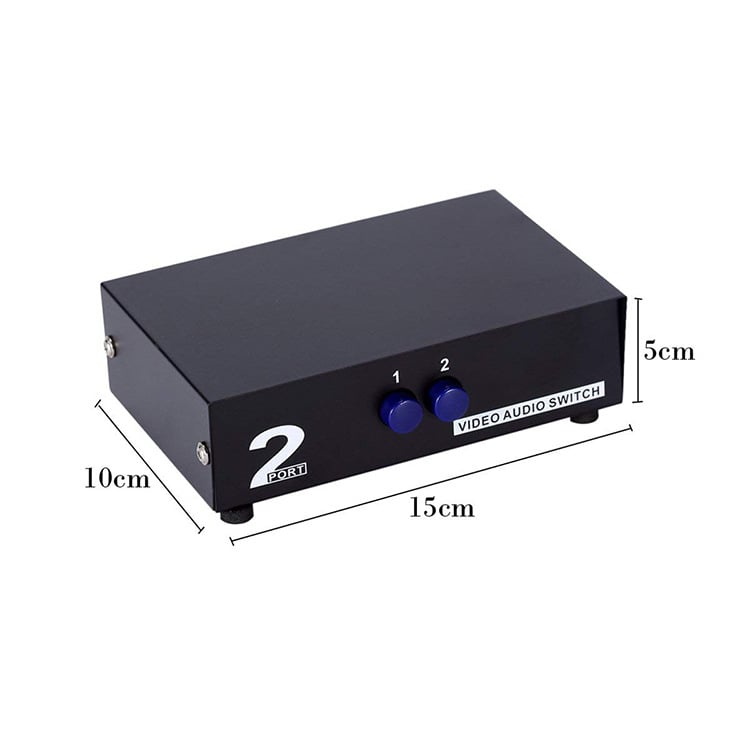 AV kapcsoló 2 bemenet 1 kimenet, audio és video - Márka: Trustworthy - Modell: AV switcher