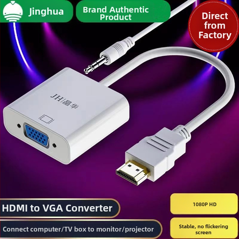 HDMI na VGA adapter sa zvukom, model Z135, kabel 0,2 m, kompatibilan s Windows 7, 1080p