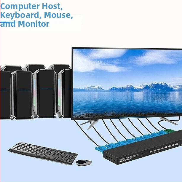 KVM prepínač s 8 VGA portmi, zdieľanie klávesnice a myši, 1080p, dĺžka kábla 1,5 m, obsahuje 8 VGA káblov