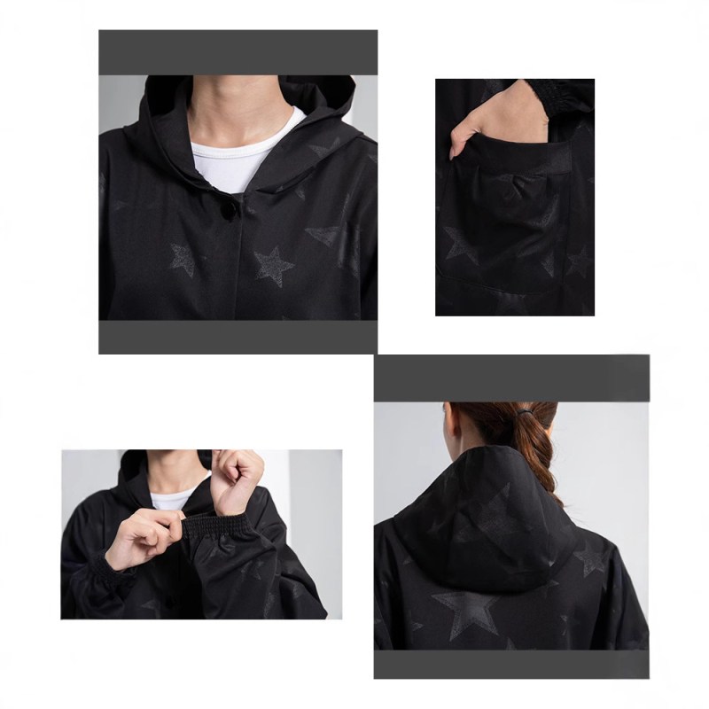 Vízálló kapucnis munkaruha smock - hosszú ujjú, poliészter anyag, poliészter bélés, négy évszakos