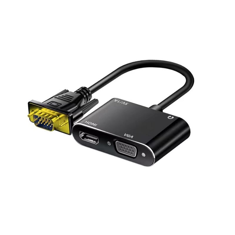 VGA na HDMI + VGA dvostruki konverter za prikaz, video adapter kabel 25 cm, 1080P, podrška Windows98