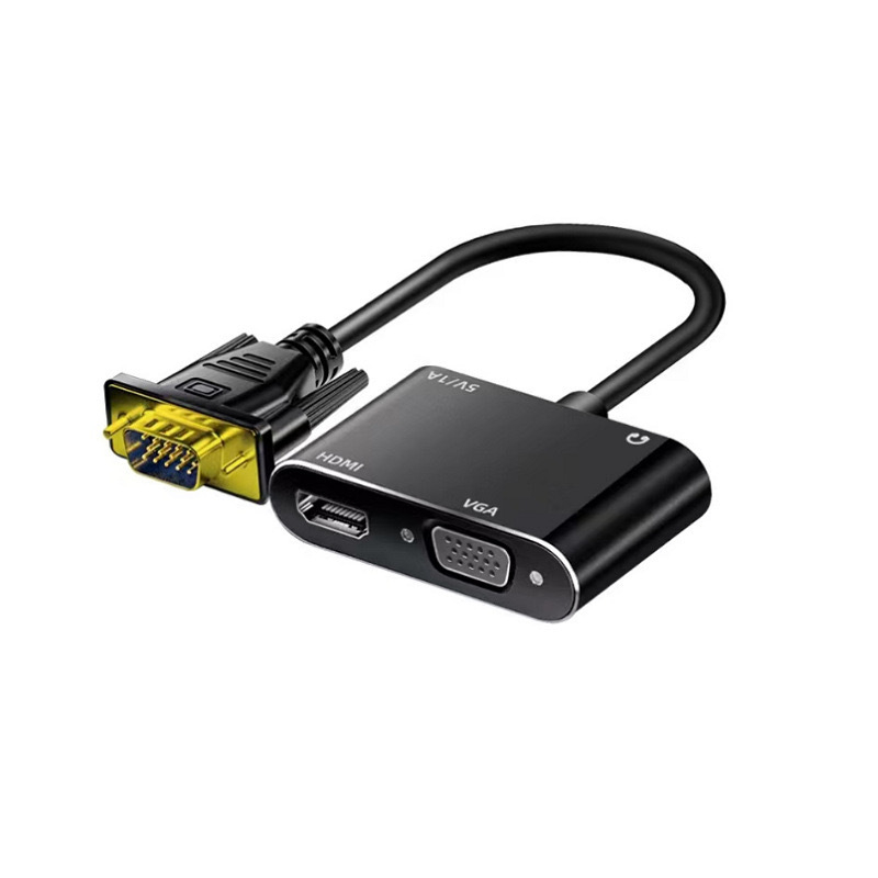 VGA na HDMI + VGA dvostruki konverter za prikaz, video adapter kabel 25 cm, 1080P, podrška Windows98