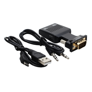 VGA na HDMI pretvarač sa zvukom, VGA muški–HDMI ženski adapter za računalo na TV ili projektor, 1080p