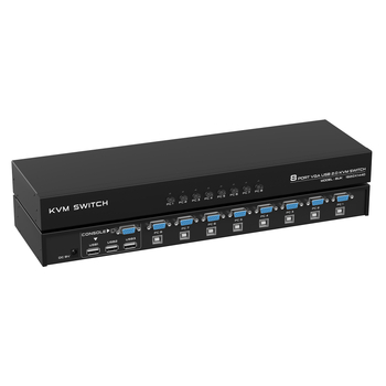 8-portni VGA KVM prekidač s dijeljenom tipkovnicom i mišem, 1 ulaz / 8 izlaza, ručno prebacivanje gumbom, metalno kućište