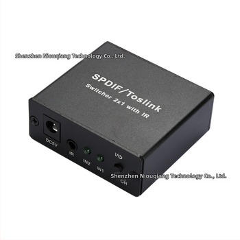 SPDIF/optické digitálne audio prepínač, 2 vstupy 1 výstup, s IR, model Nk-l21, značka Niu qiang, kábel 1 m