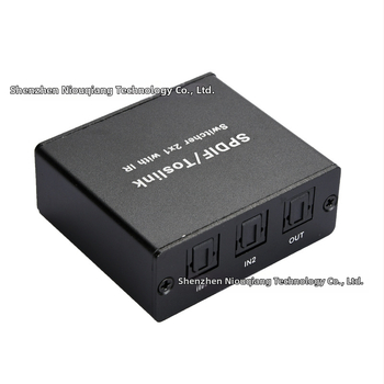 SPDIF/optické digitálne audio prepínač, 2 vstupy 1 výstup, s IR, model Nk-l21, značka Niu qiang, kábel 1 m