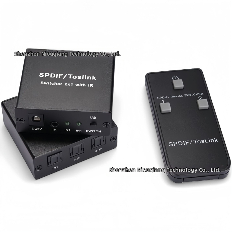 SPDIF/optické digitálne audio prepínač, 2 vstupy 1 výstup, s IR, model Nk-l21, značka Niu qiang, kábel 1 m