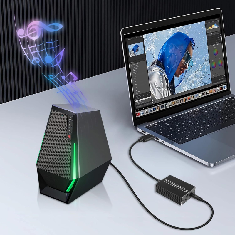 HCDTA USB pretvarač za optički/3,5 mm zvuk, 1 m kabel, kompatibilan sa Windows 7, podržava 1080P