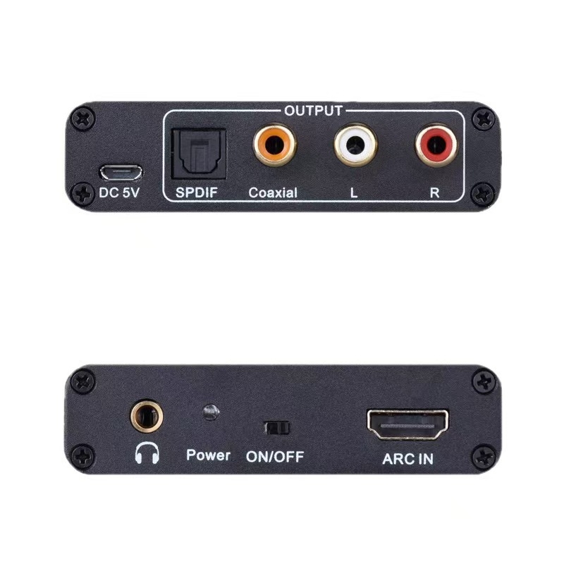 Adapator HDMI pentru retur audio cu ARC, alimentare USB, cablu de 0.8 m, ieșiri audio prin fibră optică și coaxială, jack pentru căști 3,5 mm