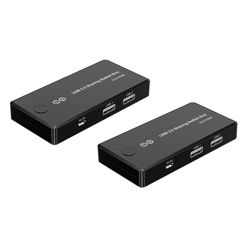 USB 2.0 zdieľané zariadenie: 2 vstupy - 4 výstupy, zdieľanie tlačiarne medzi dvoma počítačmi