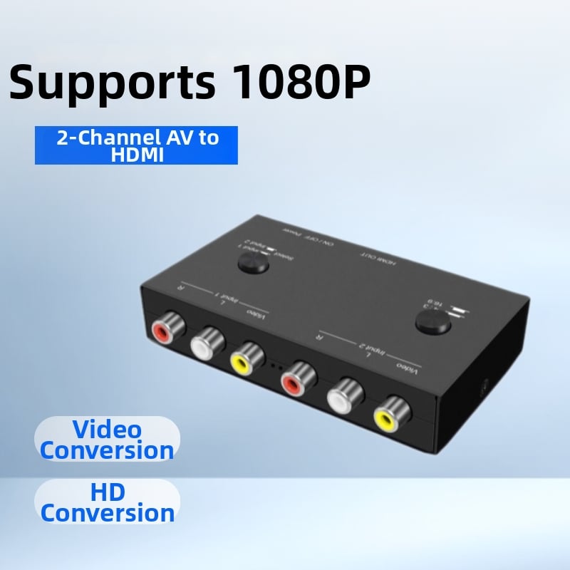 Prevodník AV na HDMI, 2 AV vstupy, 1080P rozlíšenie, model V23, CACONV
