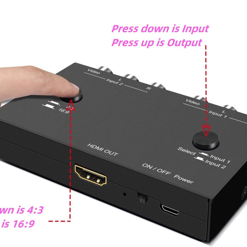 AV u HDMI konverter, 2 AV ulaza, 1080P rezolucija, V23 model, CACONV
