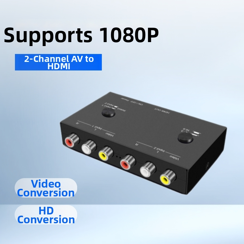 Prevodník AV na HDMI, 2 AV vstupy, 1080P rozlíšenie, model V23, CACONV