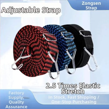 Elastický upínací pás s háčikmi na batožinu a nosič motocyklov, latexové jadro + polypropylén, vonkajšie použitie, nastaviteľný.