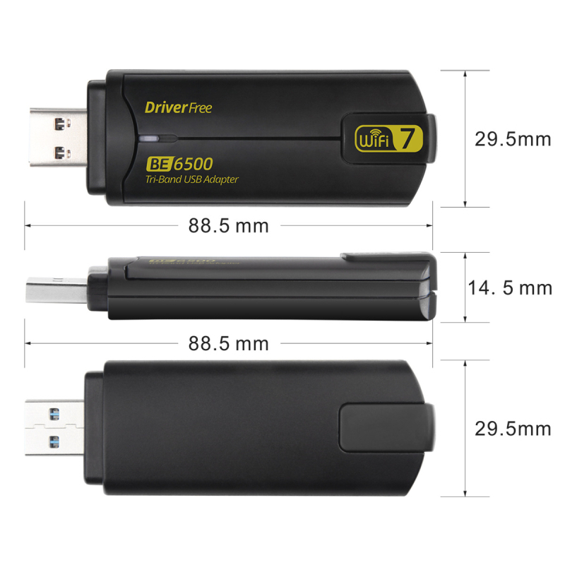 WiFi 7 USB 3.2 Bežična mrežna kartica RTL8912AU Tri-band BE6500
