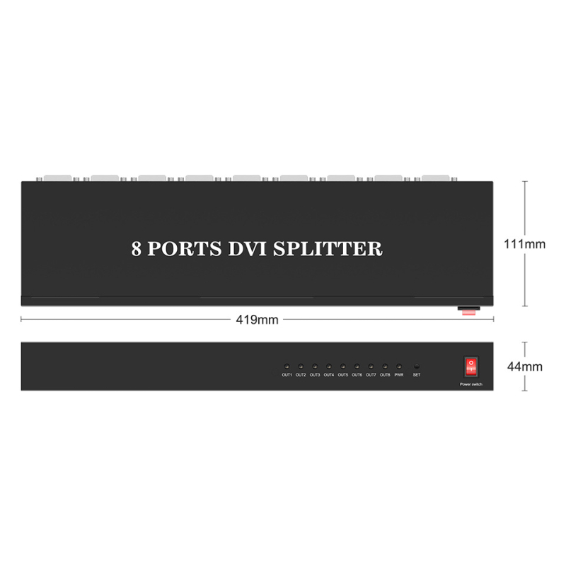 Source Xingwei FE18 DVI splitter, 1 ulaz/8 izlaza, 8-kanalni DVI, 4K@30Hz