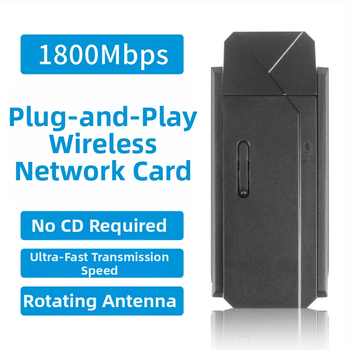 Bezdrôtová WiFi sieťová karta USB 3.0 1800Mbps pre stolný počítač a notebook – Plug and Play, USB rozhranie, 802.11b/g/n