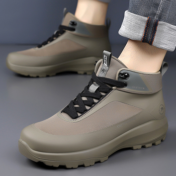 Férfi kültéri túrabakancsok - magas felső rész, mikroszálas + kötött felsőrész, PU talp, EVA talpbetét, fűzőzárás