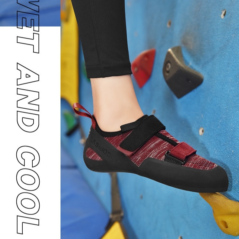 Αναρριχητικά παπούτια με Velcro για εσωτερική προπόνηση, unisex, με εξωτερική σόλα από φυσικό καουτσούκ, χαμηλός ύψος, μυτερός μπροστινός, επάνω μέρος: γόμα + σουέν microfiber