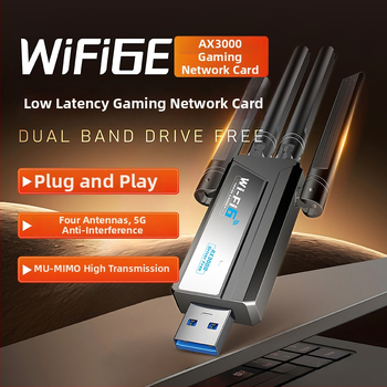 Igrentech LGX-L11BT Plus Wi-Fi 6E USB 3.0 asztali hálózati kártya - AX3000 Mbps, 2.4/5/6 GHz, illesztőprogram nélküli, IEEE 802.11ax/ac/b/g/n