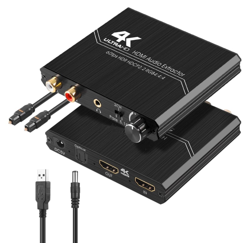 HDMI 2.0 audio ekstraktor s izlazima R/L i kontrolom glasnoće, audio razdjelnik za YUV 4K/60Hz