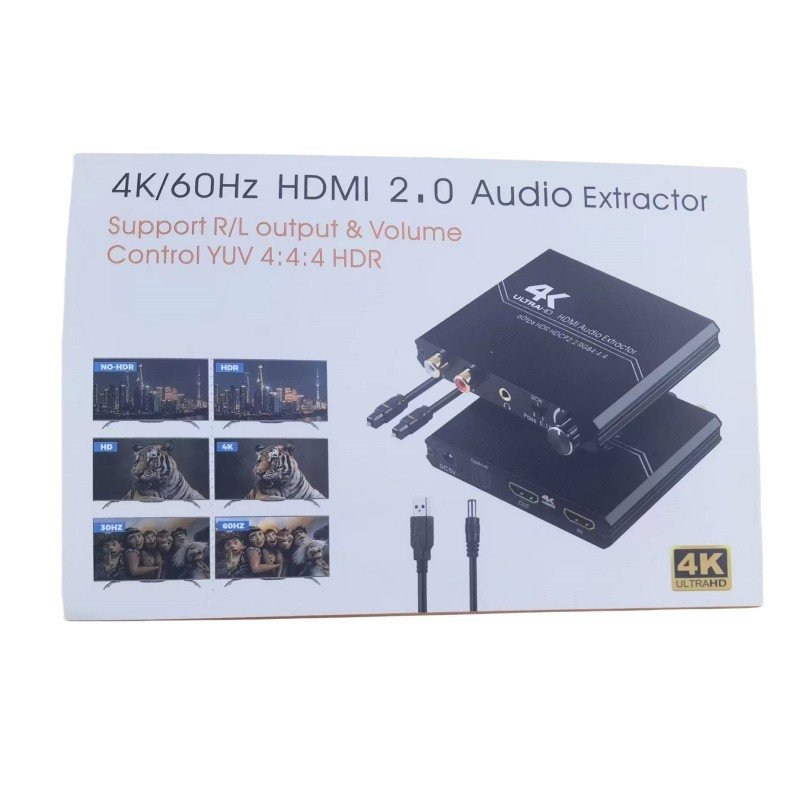 HDMI 2.0 audio ekstraktor s izlazima R/L i kontrolom glasnoće, audio razdjelnik za YUV 4K/60Hz